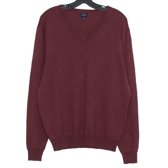J Crew Mens Sweater Wool V Neck Dark Academia Preppy Minimalist Burgundy Large - Picture 1 of 8